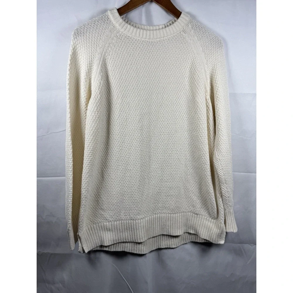 Old Navy Women's Loose Ivory Textured Knit Sweater with Ribbed Hem‎  Size SM
